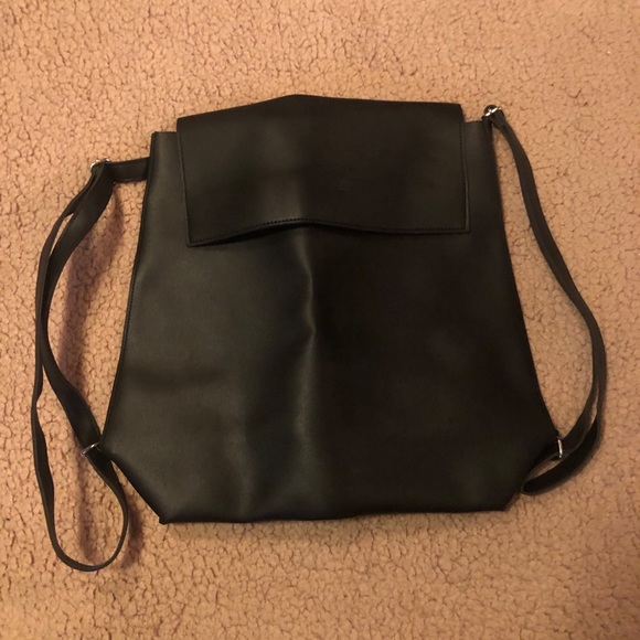 NWT Black leather back pack/purse - Picture 2 of 9